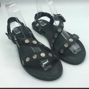 FRYE black leather metal stud sandals size…
